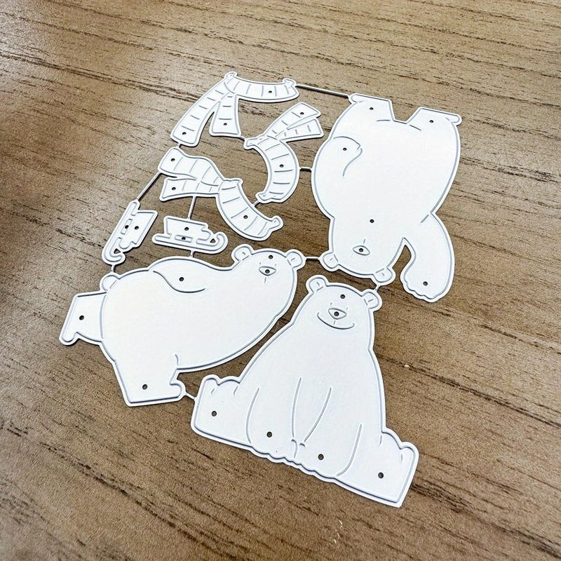 Lapoo Festivals Metal Cutting Die for Scrapbooking - Christmas Cut Stencils for DIY Scrapbook Photo Album Decorative Paper Card, Card Making Supplies, Embossing (Three Polar Bears 4.9 x 4 in) - Image 3